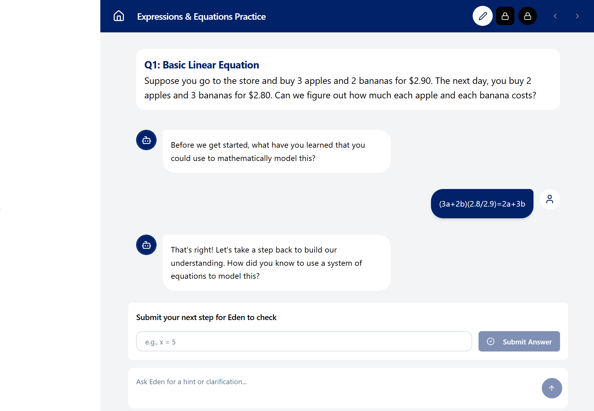 Conceptual Questions Interface showing reasoning-based problem solving