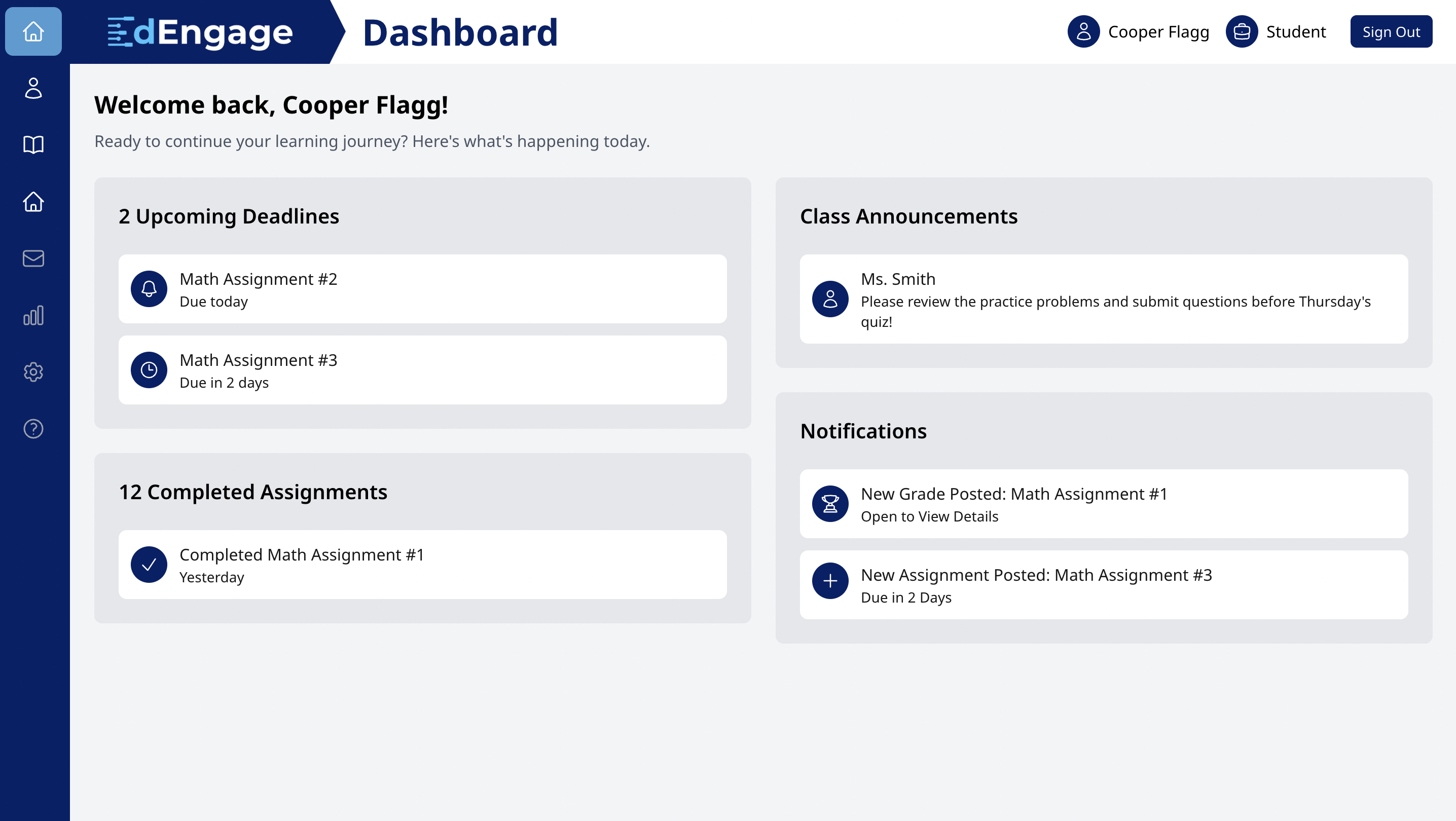 EdEngage Dashboard Interface